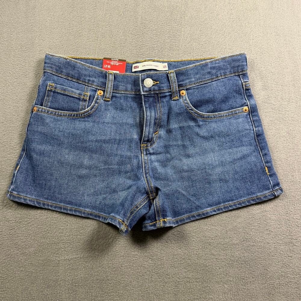 NWT Levis Shorts Girls 14/16 XL Medium Wash Denim Stretchโ Girlfriend Jean Short